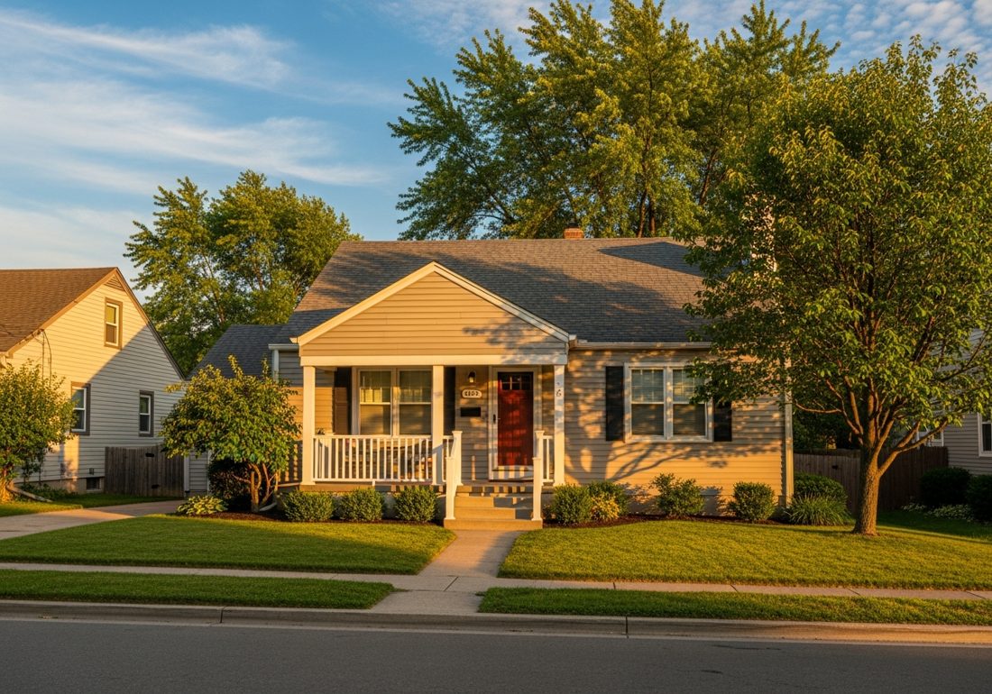 A warm, welcoming home at golden hour